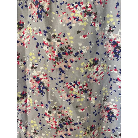 Boden Short Skirt 12R Lined Floral All Cotton Gray Yellow Pink Flowers Size Zip - Picture 3 of 11